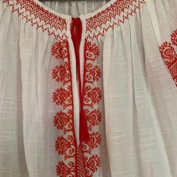 J. Crew white shorts romper orange embroidery long sleeve size‎ small - Picture 5 of 13